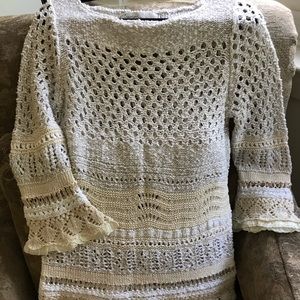 Feminine Style Ivory/Sand Crochet Sweater